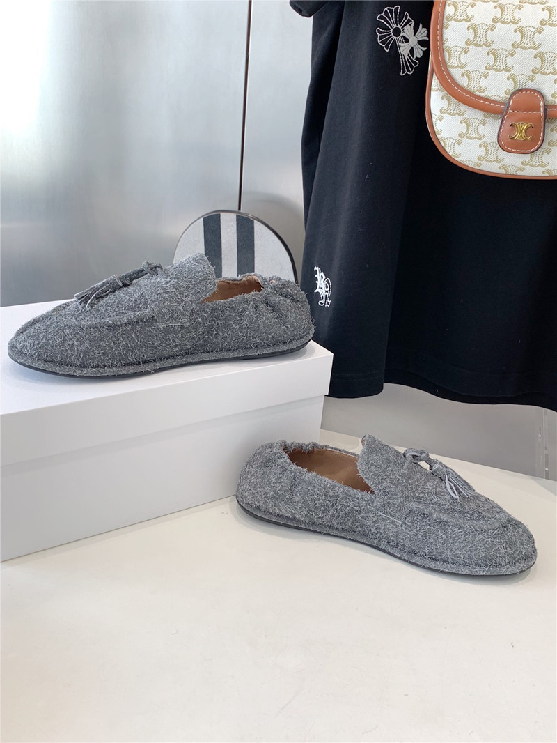 The R0w tassel flat loafers grey in brush suede