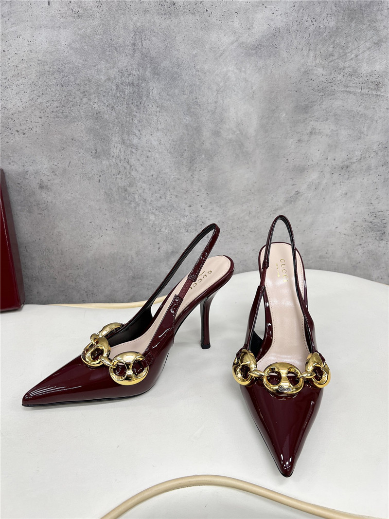 Gvc*1 horsebit slingbacks in burgundy gg leather