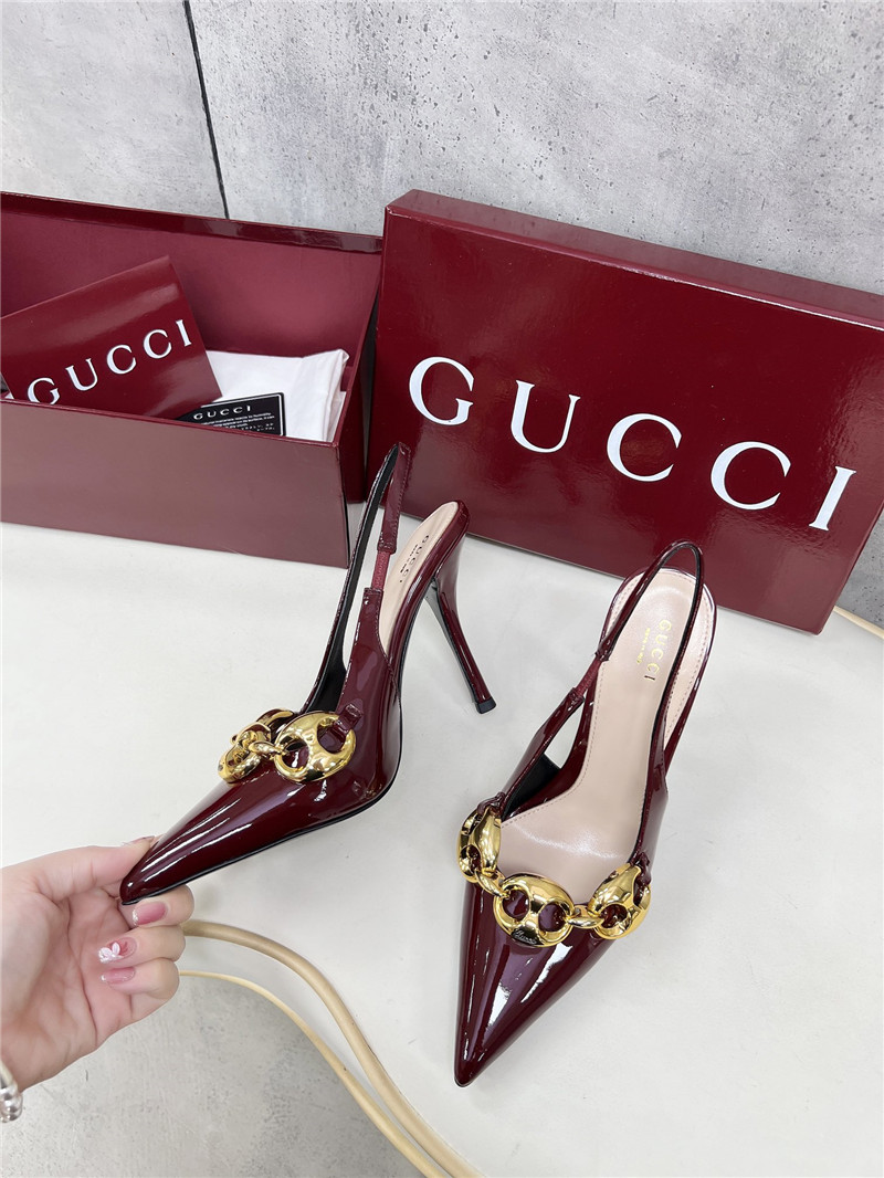 Gvc*1 horsebit slingbacks in burgundy gg leather