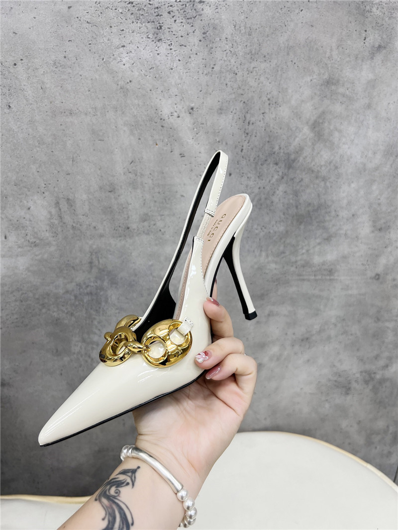 Gvc*1 horsebit slingbacks in white gg leather