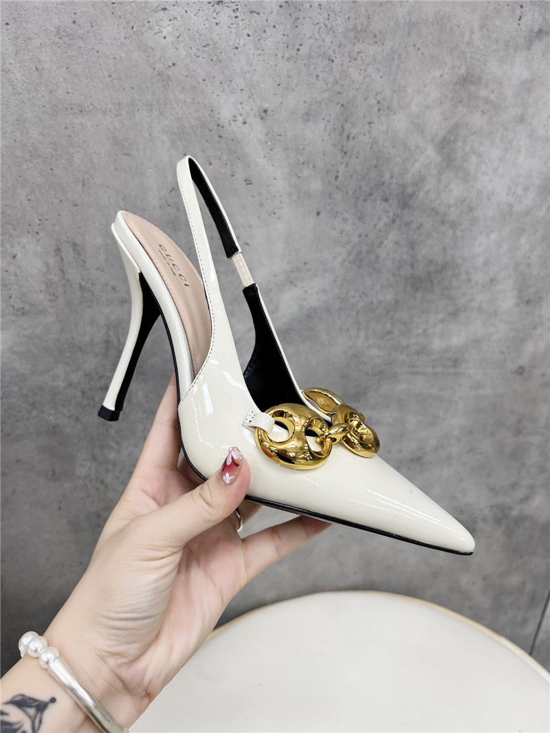 Gvc*1 horsebit slingbacks in white gg leather