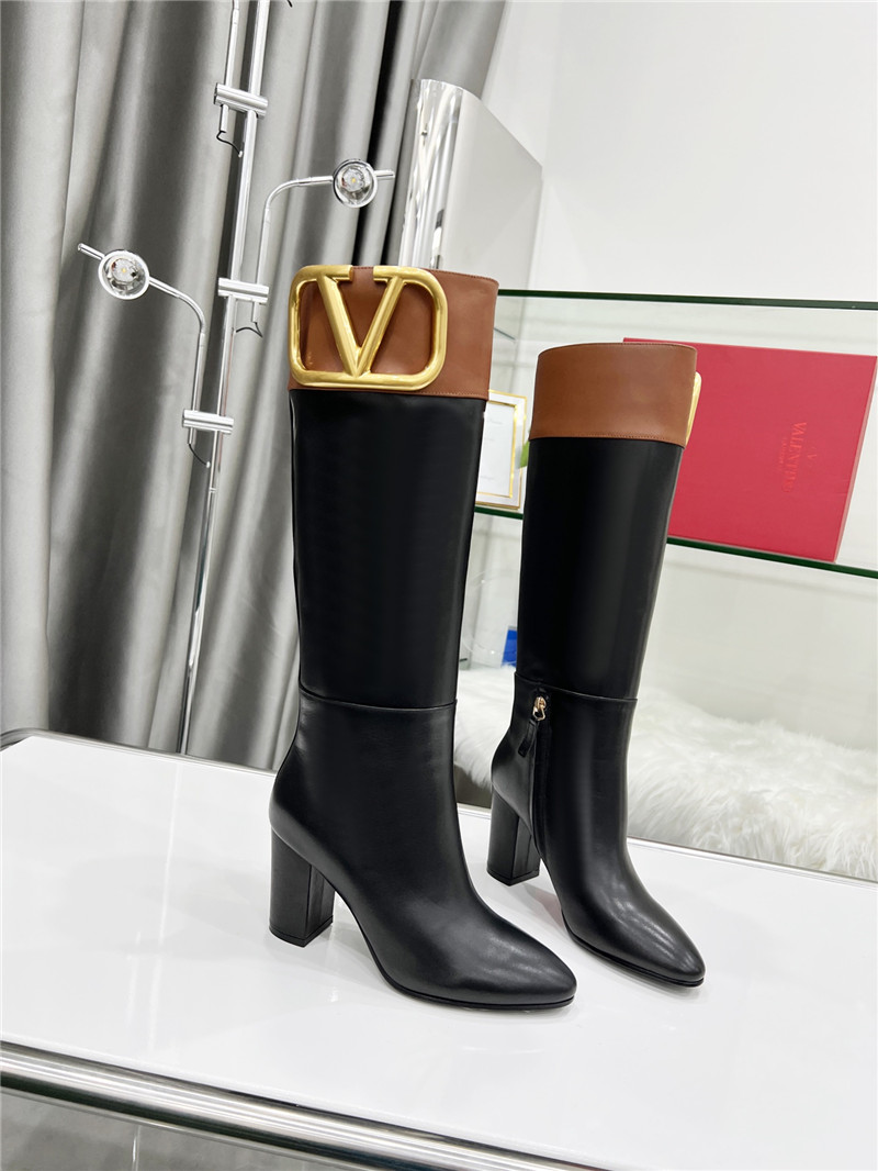 Va1e*ntin0 calfskin vlogo knee high boots