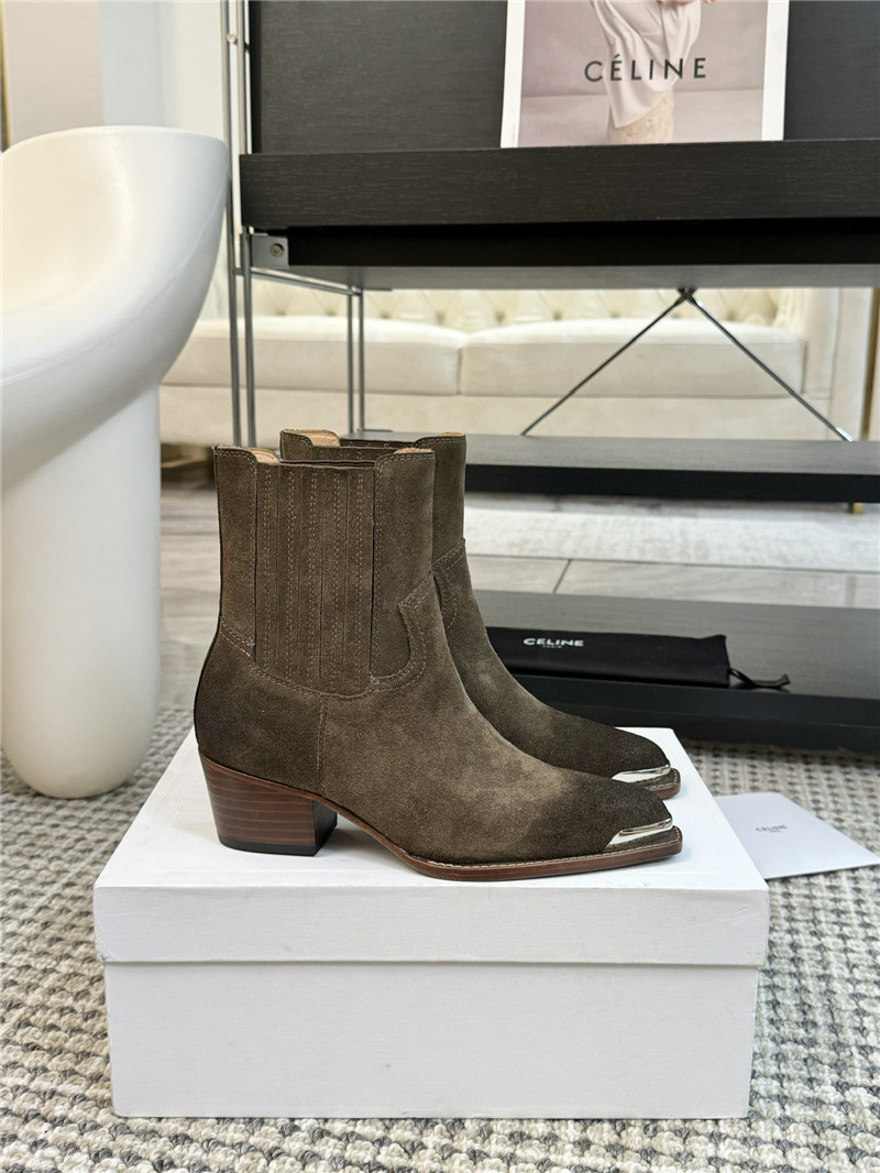 Ce1i*e metallic brown leather ankle boots