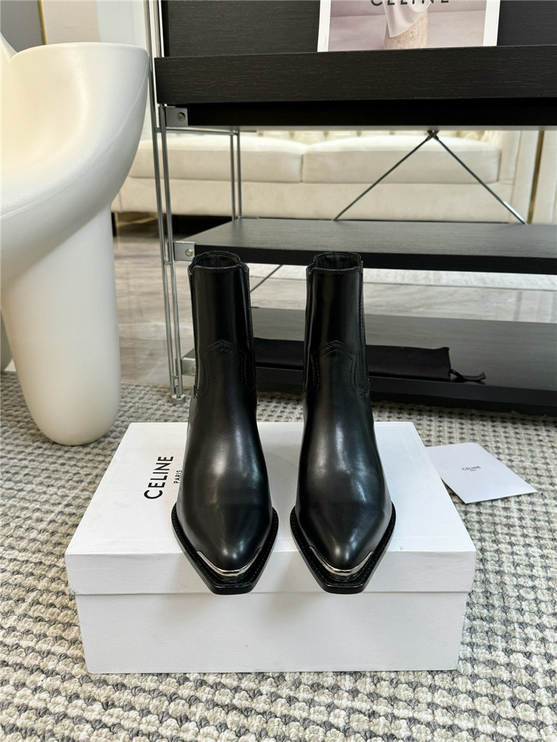 Ce1i*e metallic pointed toe leather ankle boots
