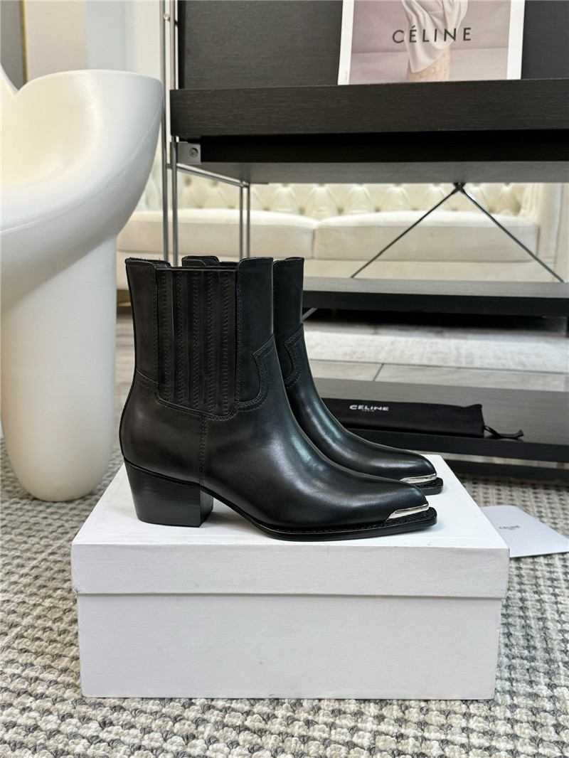 Ce1i*e metallic pointed toe leather ankle boots