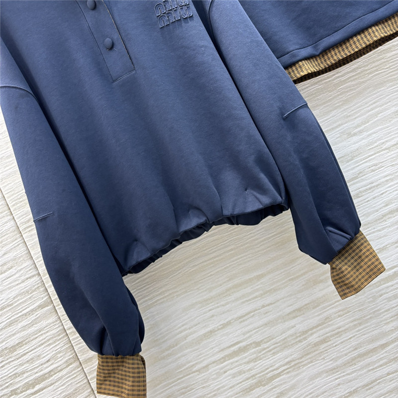 M1um1u fake two-piece sweatshirt + skirt set