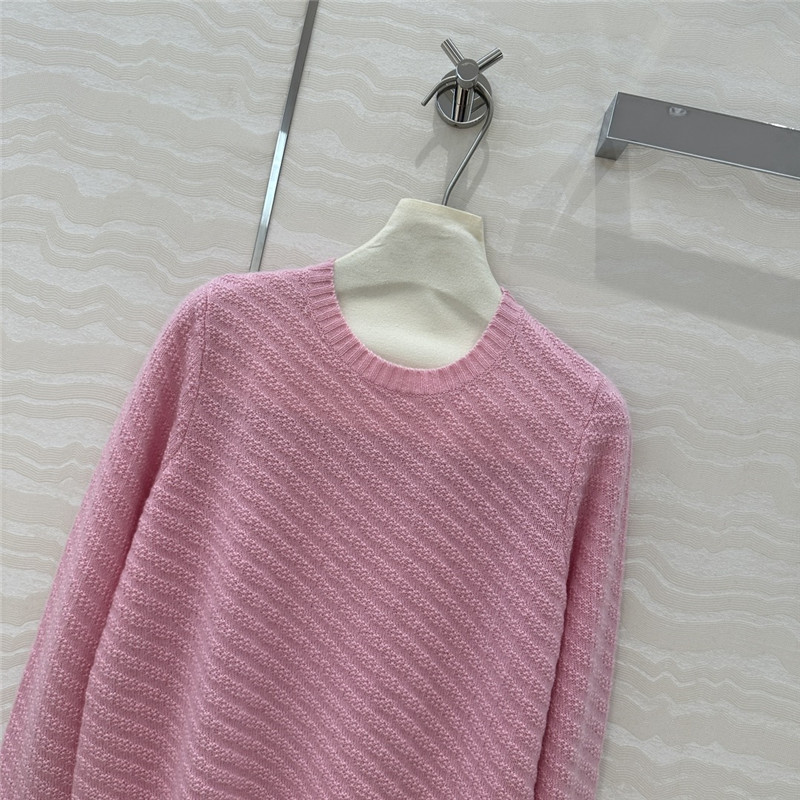 Pra*a crew neck twill rib-knit sweater pink