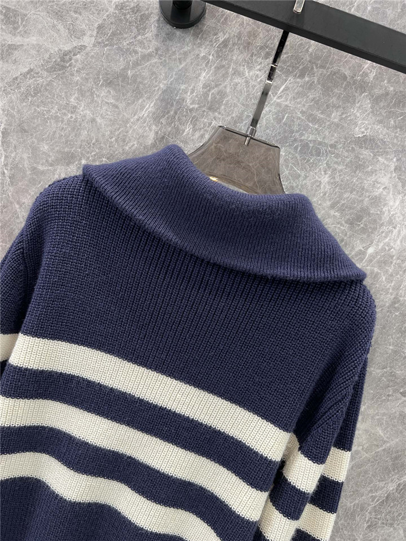 Ce1i*e half-zip stripe wool sweater in white/navy