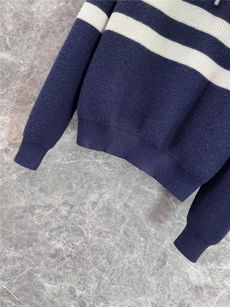 Ce1i*e half-zip stripe wool sweater in white/navy