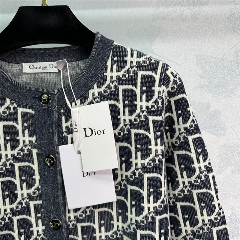 D10r oblique crewneck cardigan denim blue