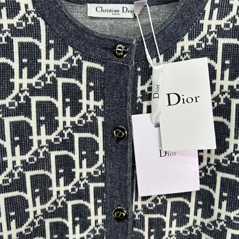 D10r oblique crewneck cardigan denim blue