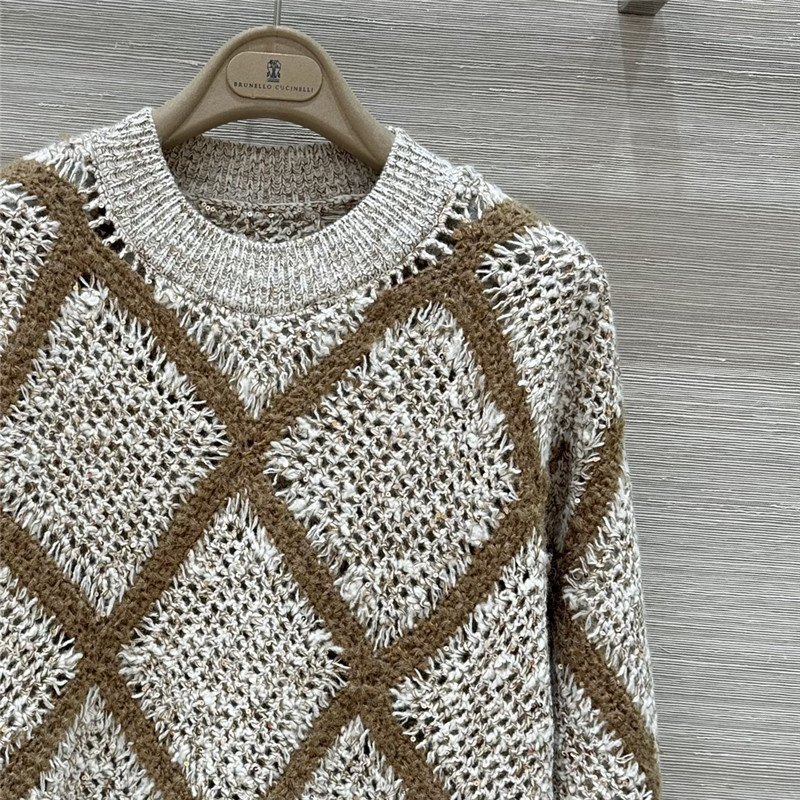 bc crochet D1am0nd sweater beige