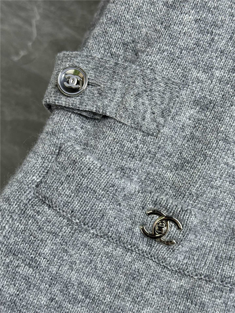 Ch**el turn-lock rib-knit cardigan in grey