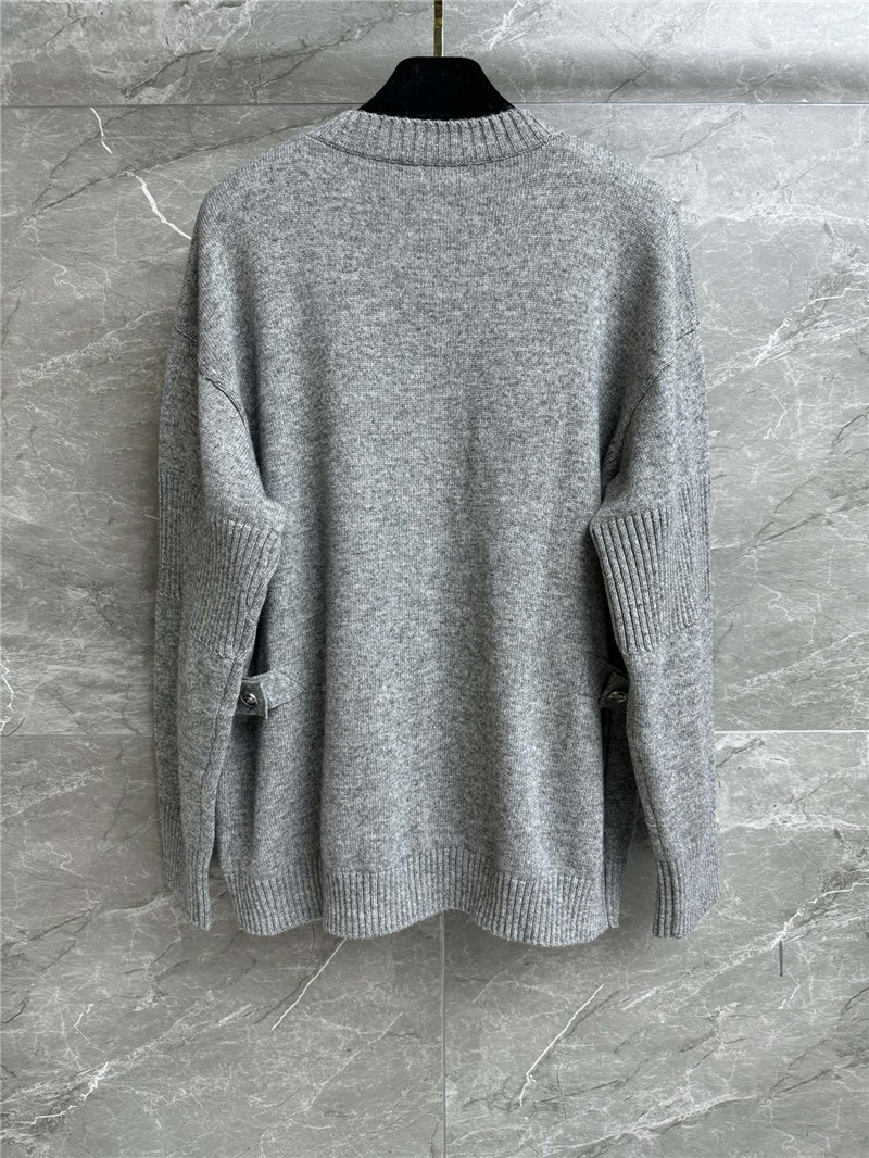 Ch**el turn-lock rib-knit cardigan in grey