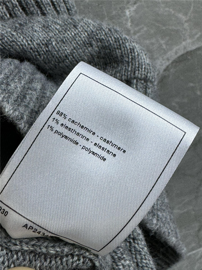 Ch**el turn-lock rib-knit cardigan in grey