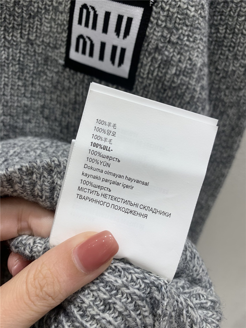 Miu Miu Trim V-Neck Rib Knit Cardigan Grey