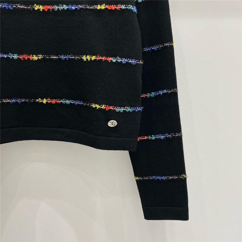 Ch**el striped intarsia cashmere sweater in black