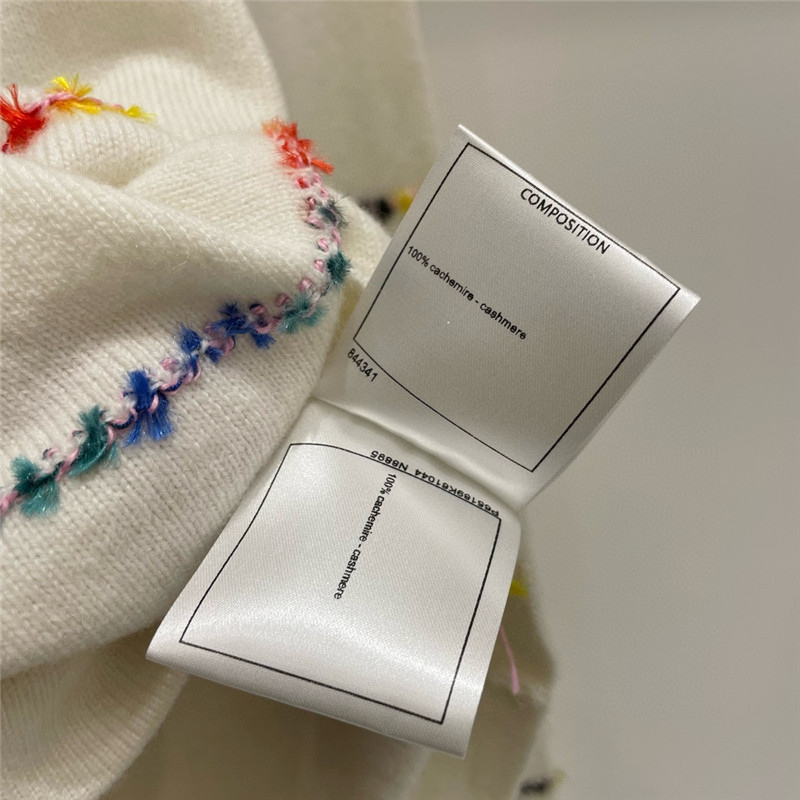 Ch**el striped intarsia cashmere sweater in white