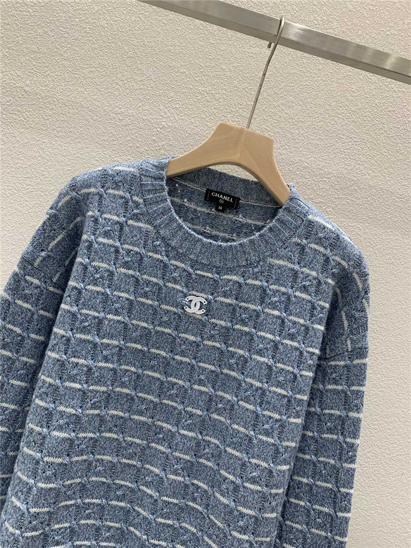 Ch**el stripe intarsia wool sweater in blue