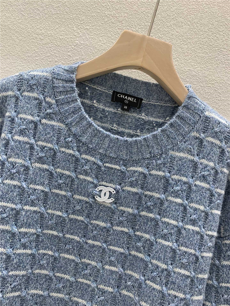 Ch**el stripe intarsia wool sweater in blue