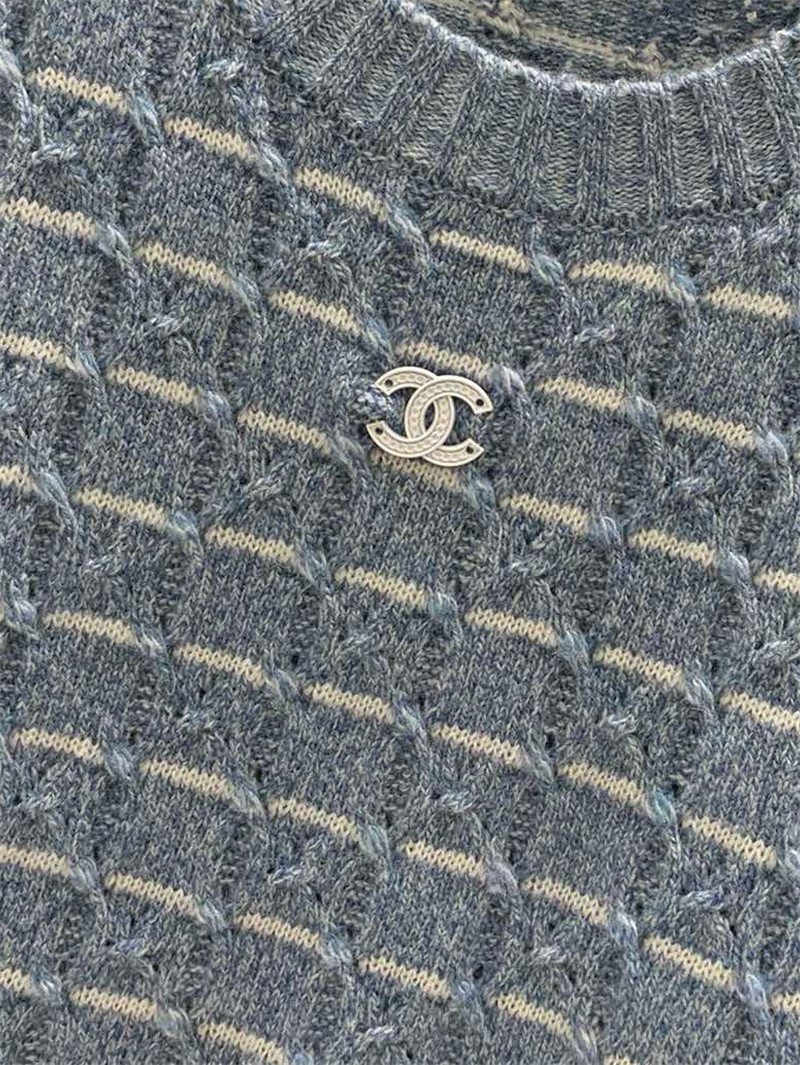 Ch**el stripe intarsia wool sweater in blue