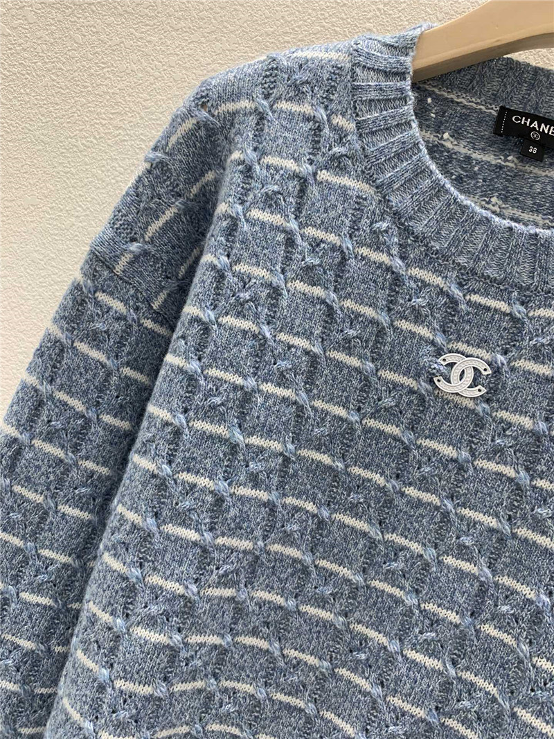 Ch**el stripe intarsia wool sweater in blue