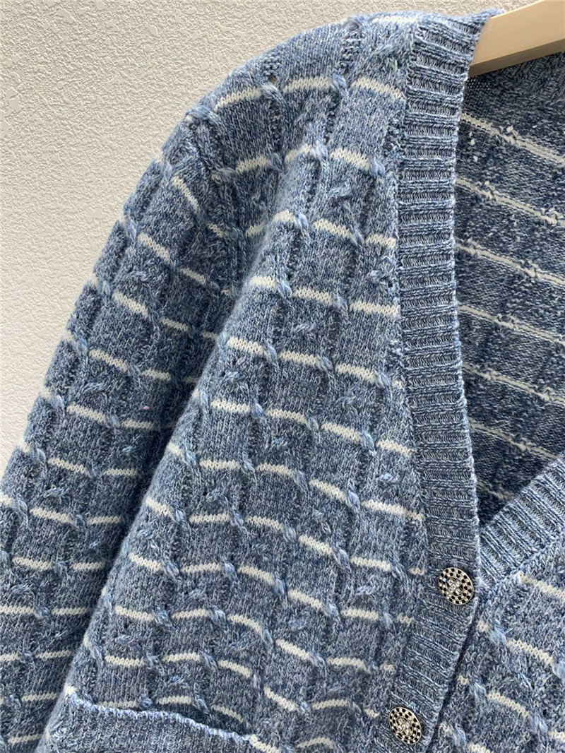 Ch**el stripe intarsia wool cardigan in blue