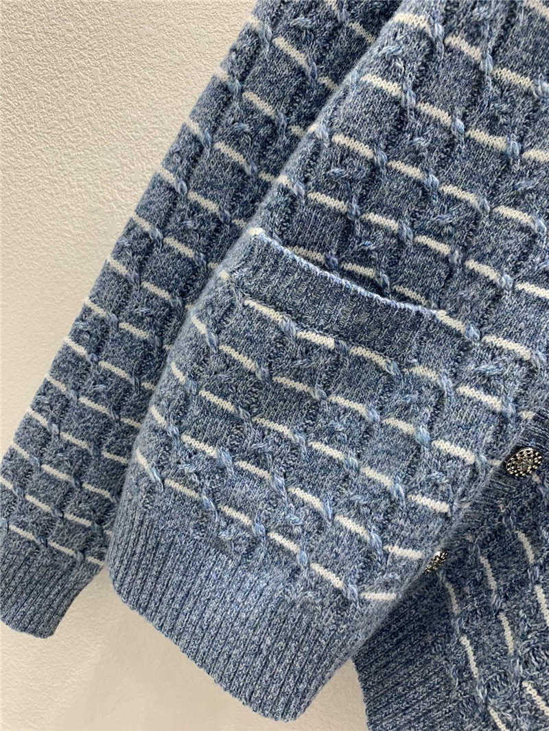 Ch**el stripe intarsia wool cardigan in blue