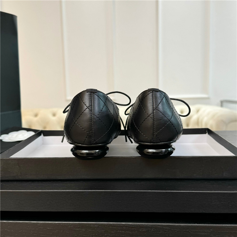 Ch**el lace-up black leather flats