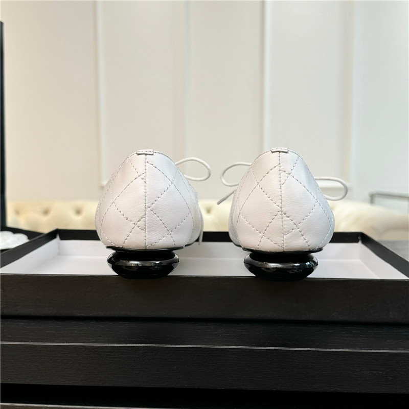 Ch**el lace-up white leather flats