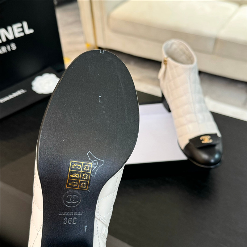 Ch**el quilted pattern lambskin ankle boots