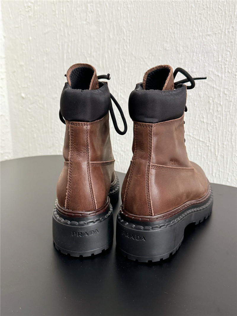 Pra*a leather and re-nylon booties