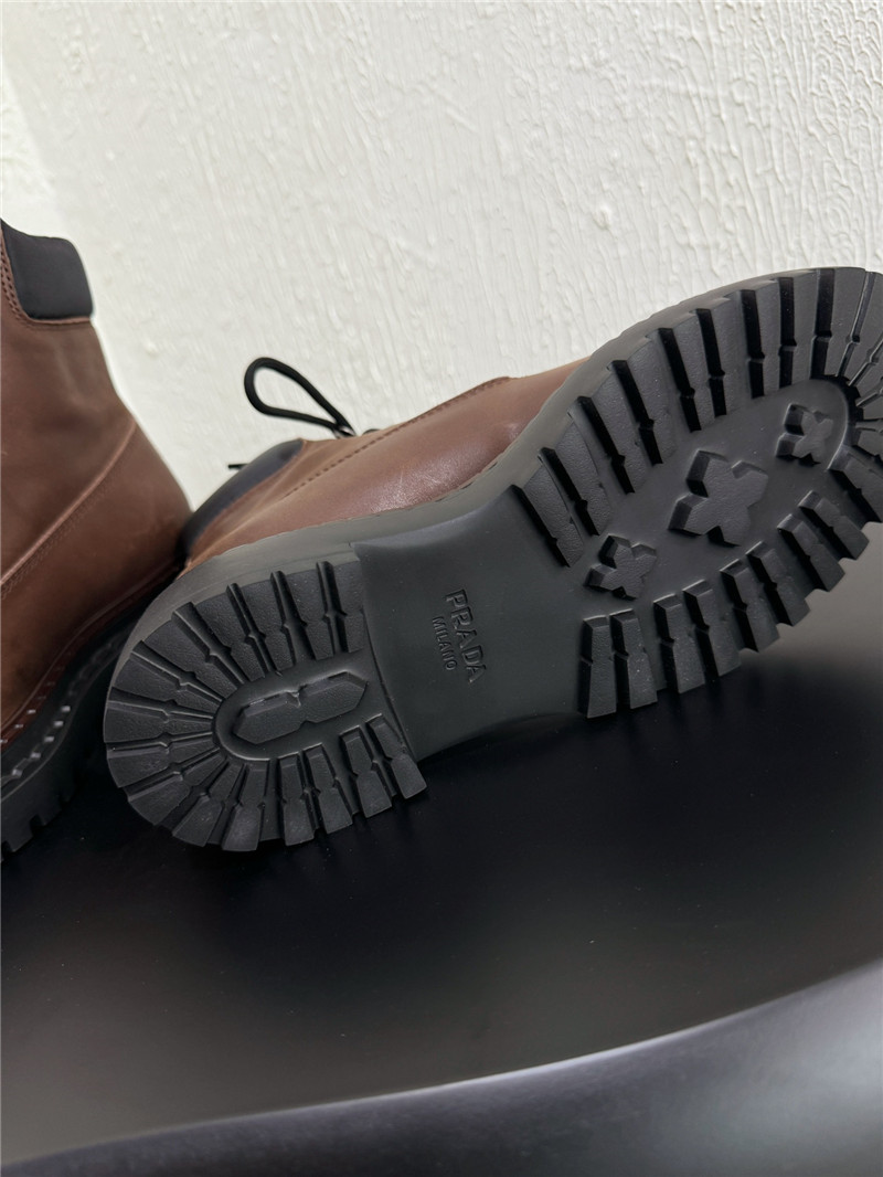 Pra*a leather and re-nylon booties