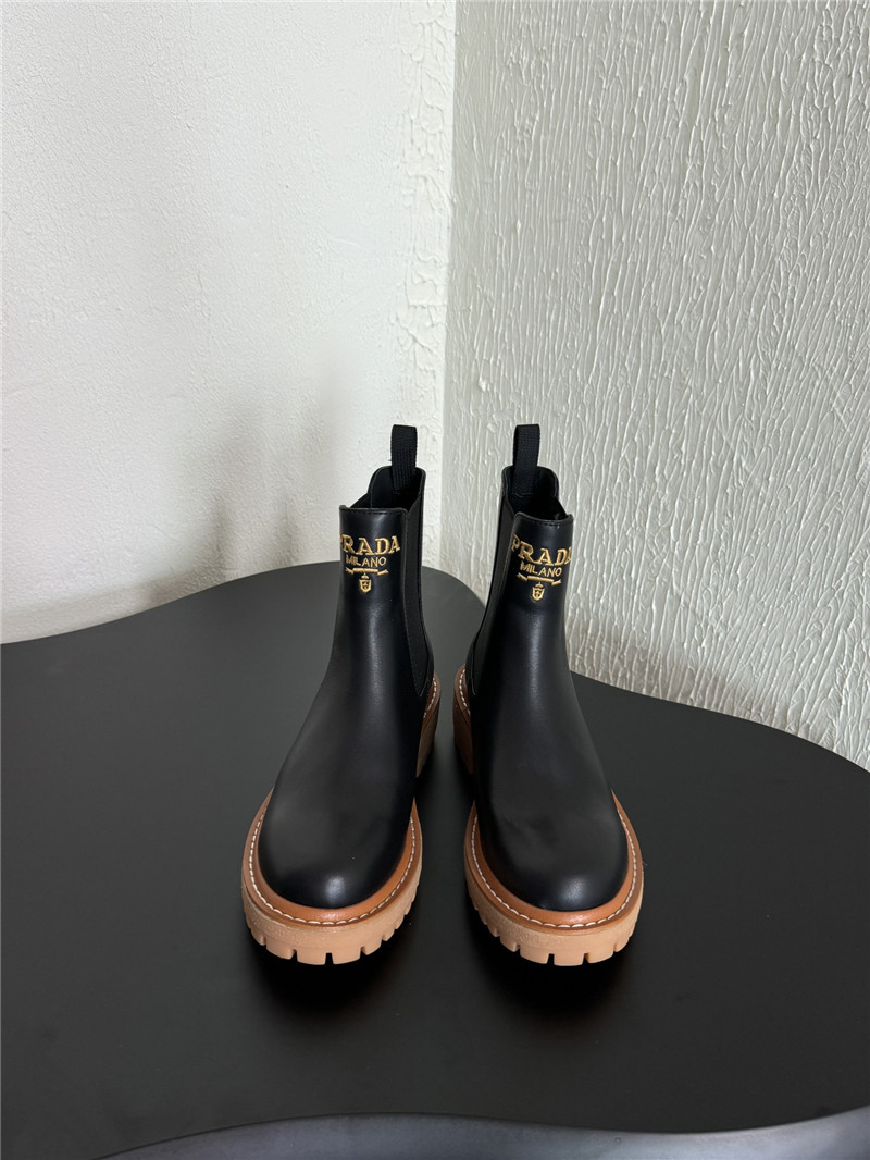 Pra*a embroidered logo chelsea boots