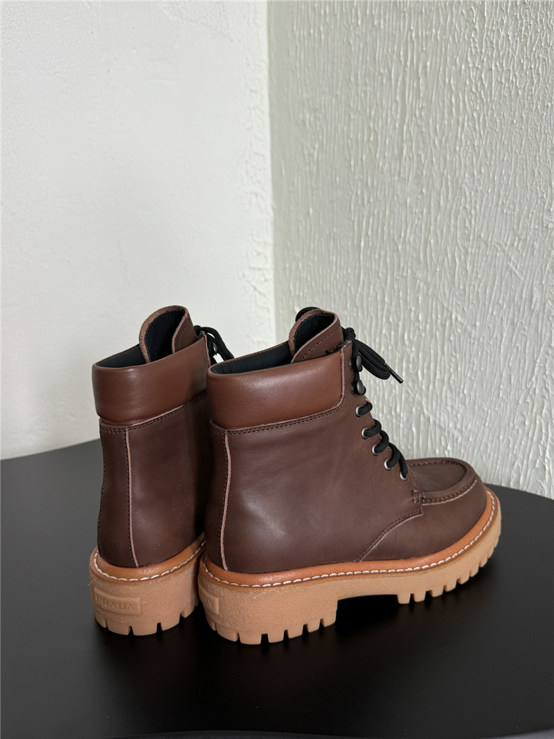 Pra*a platform lace-up brown calfskin martin boots