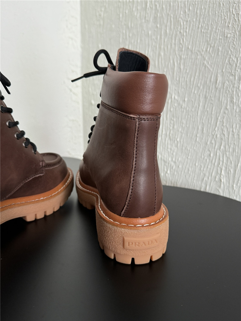 Pra*a platform lace-up brown calfskin martin boots