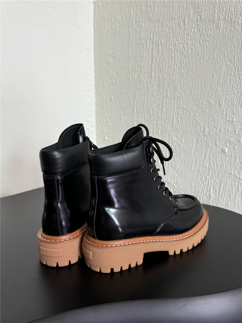 Pra*a platform lace-up patent leather martin boots