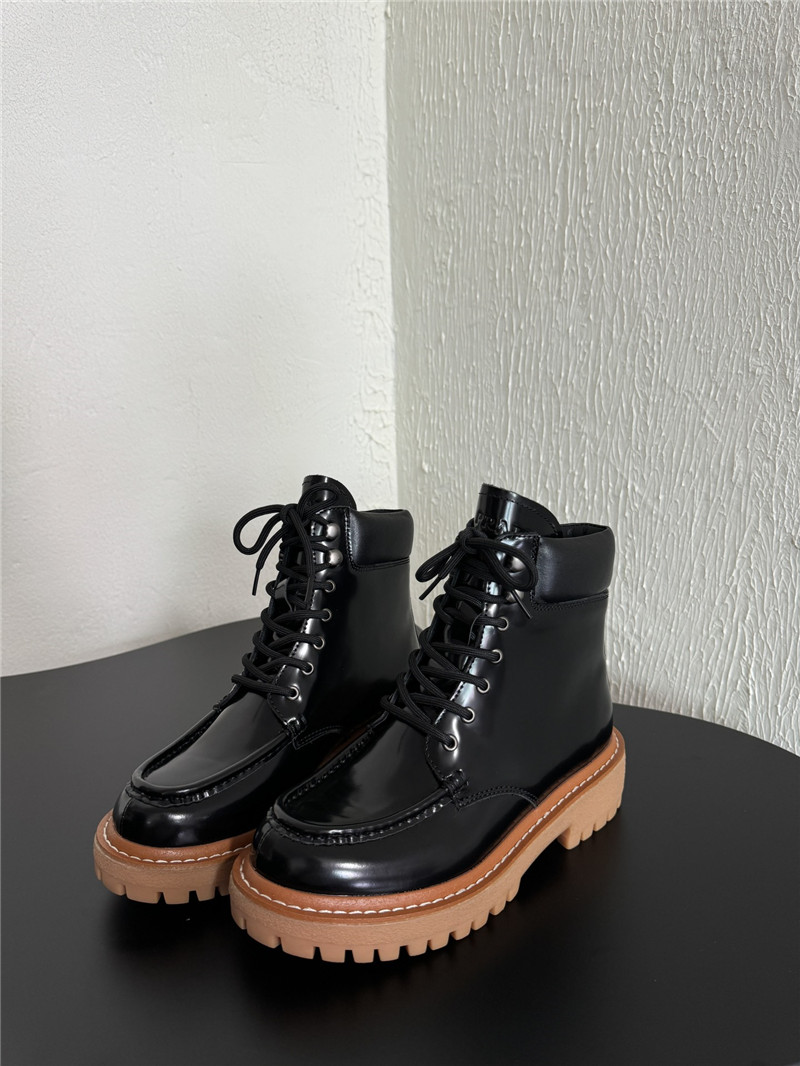 Pra*a platform lace-up patent leather martin boots