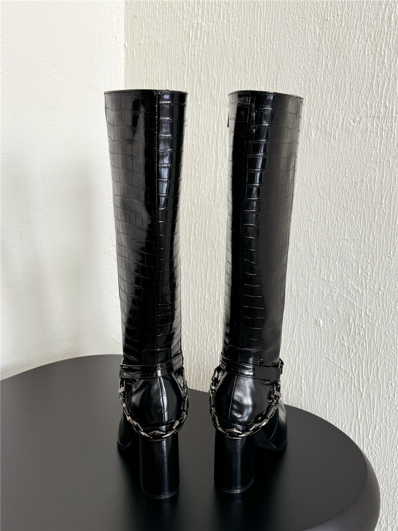 J1m*y Ch00 black leather knee high boots