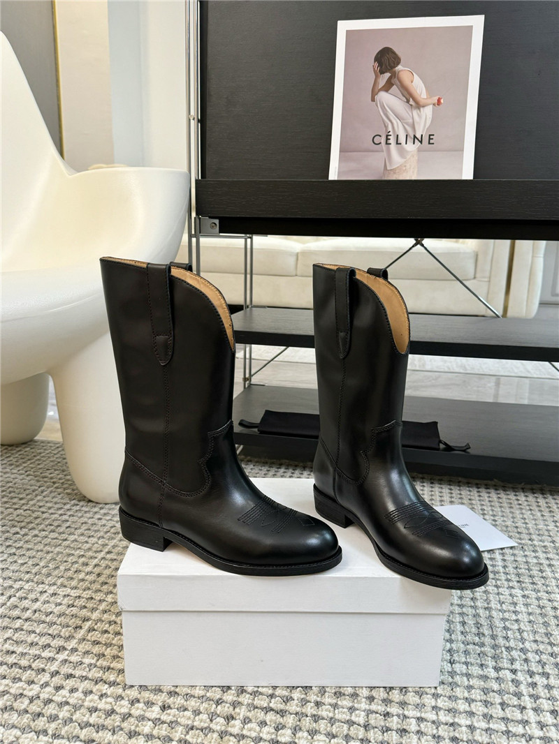 Ce1i*e cowboy black calfskin ankle boots