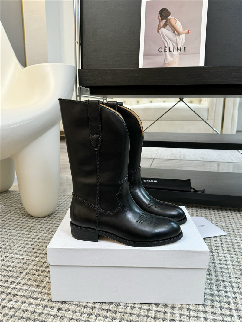 Ce1i*e cowboy black calfskin ankle boots