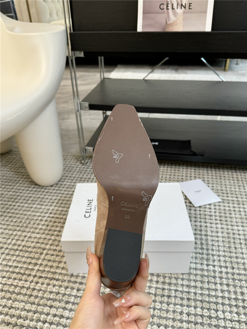 Ce1i*e beige western embroidered suede boots