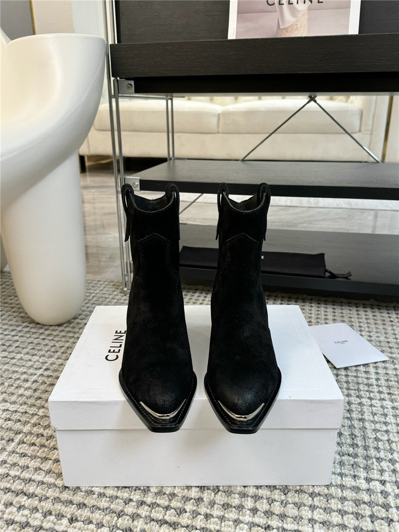 Ce1i*e black western embroidered suede boots