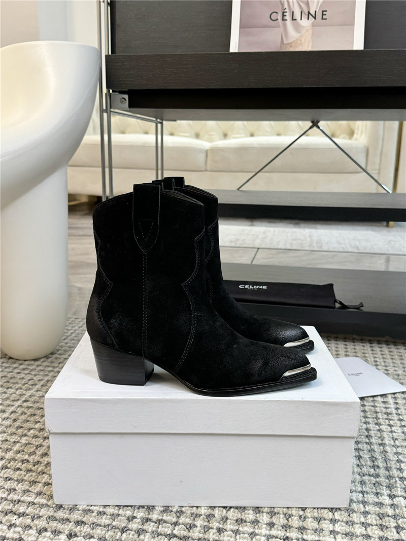 Ce1i*e black western embroidered suede boots