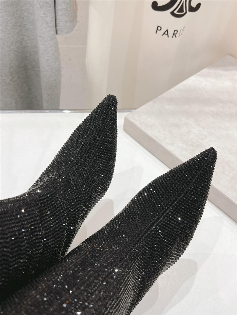 J1m*y Ch00 black crystals wedge knee-high boots