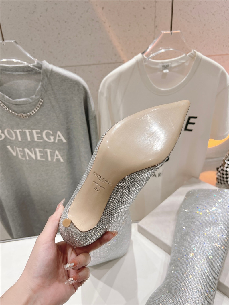 J1m*y Ch00 silver rhinestone boots