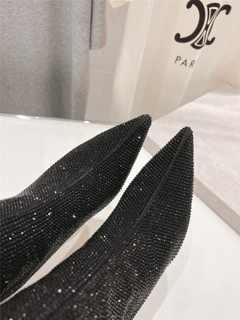 J1m*y Ch00 black rhinestone knee high boots