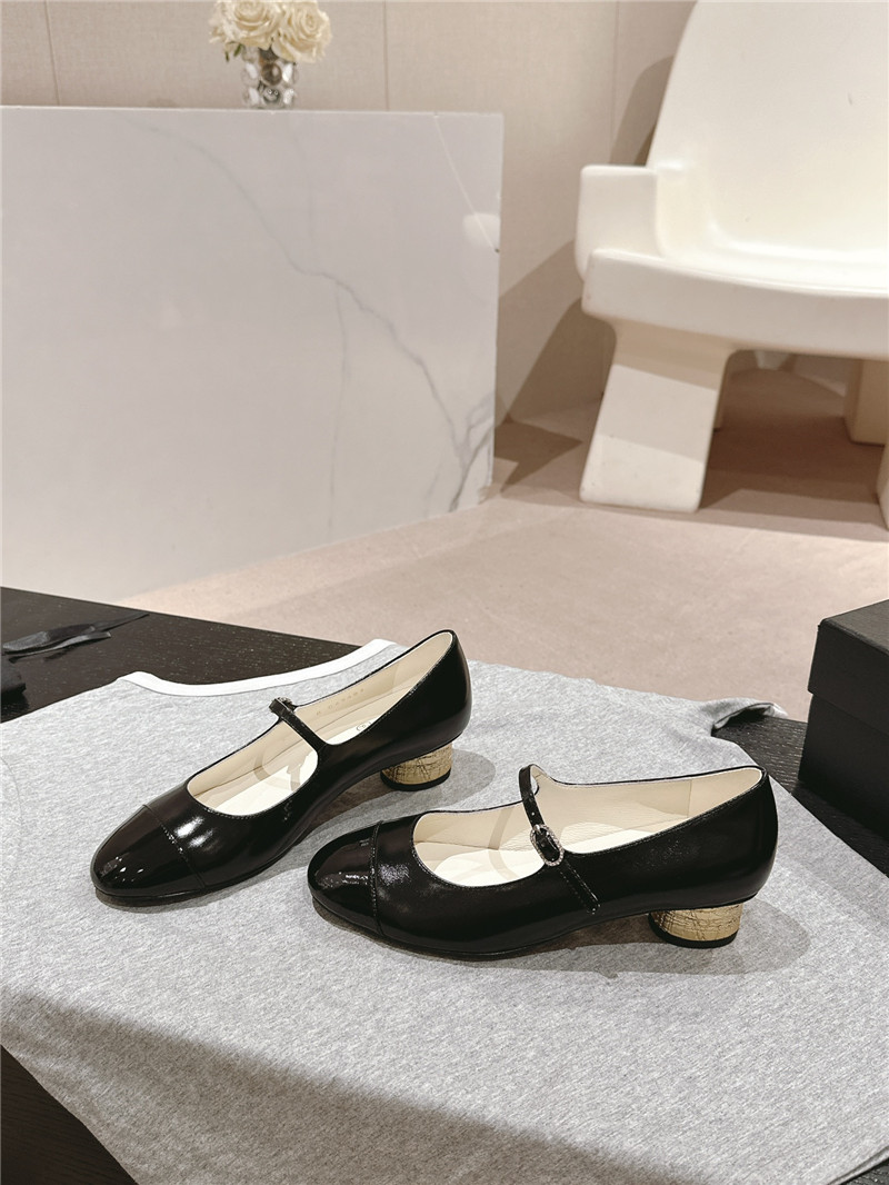 Ch**el black mary janes shiny patent calfskin