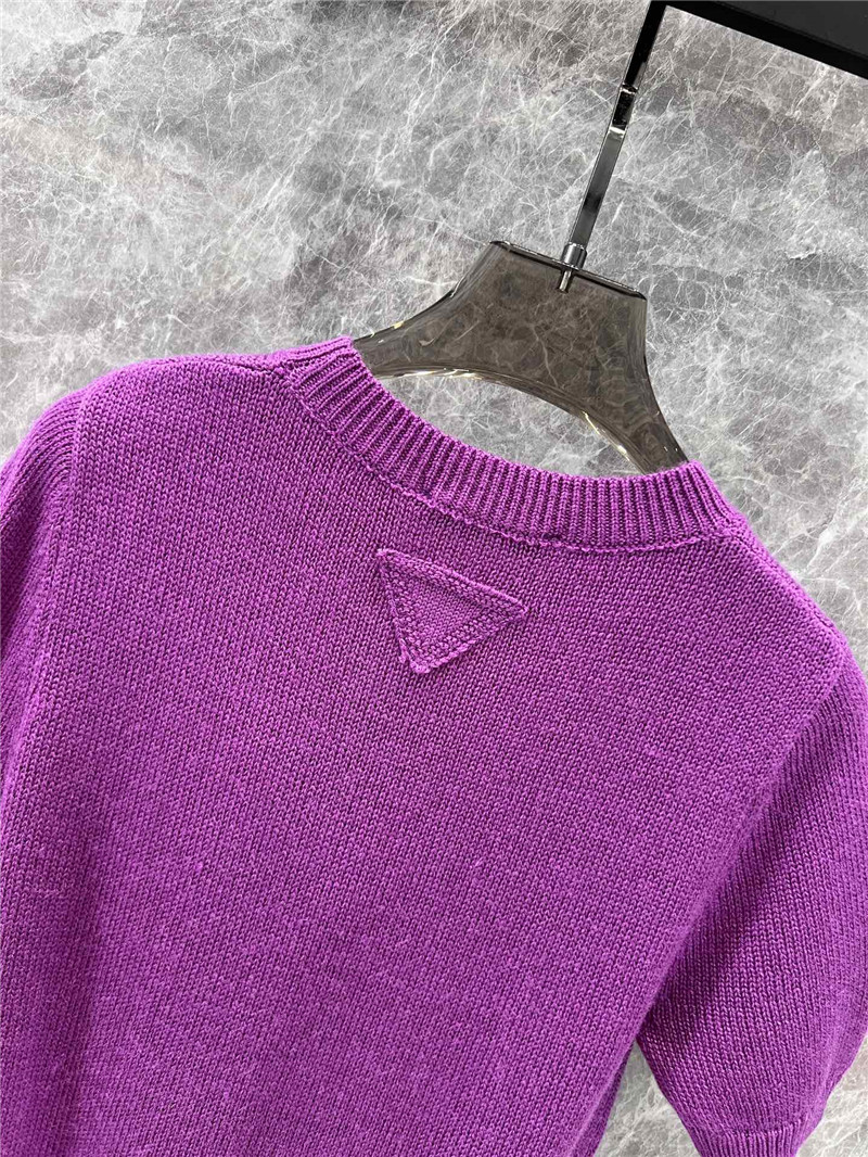 Pra*a wool short-sleeve top in purple