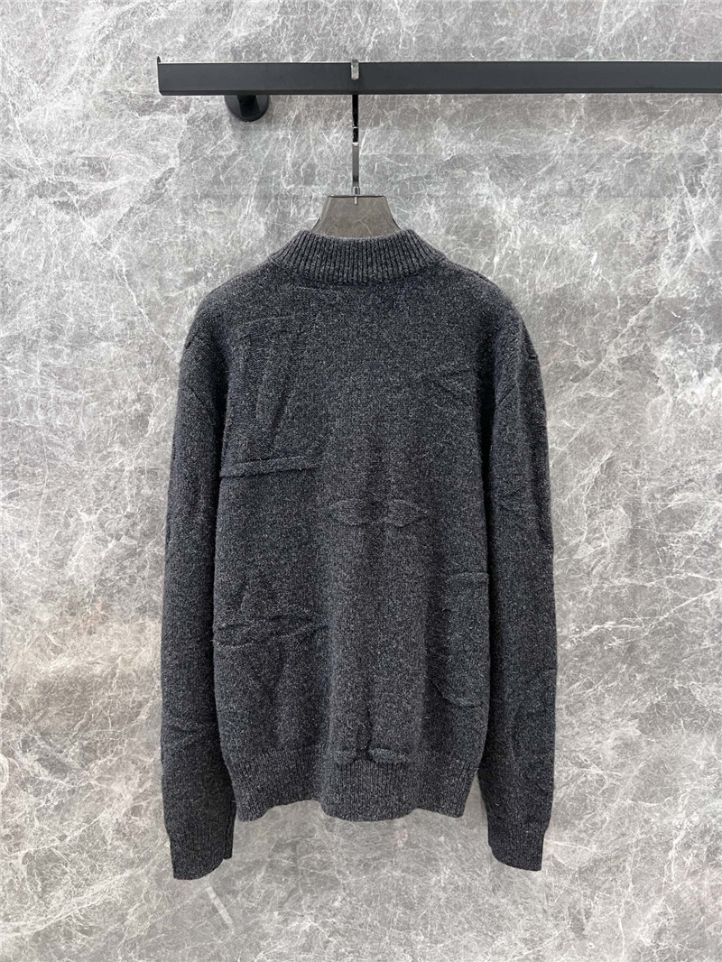 LV Monogram Wool Half Zip Pullover in Grey